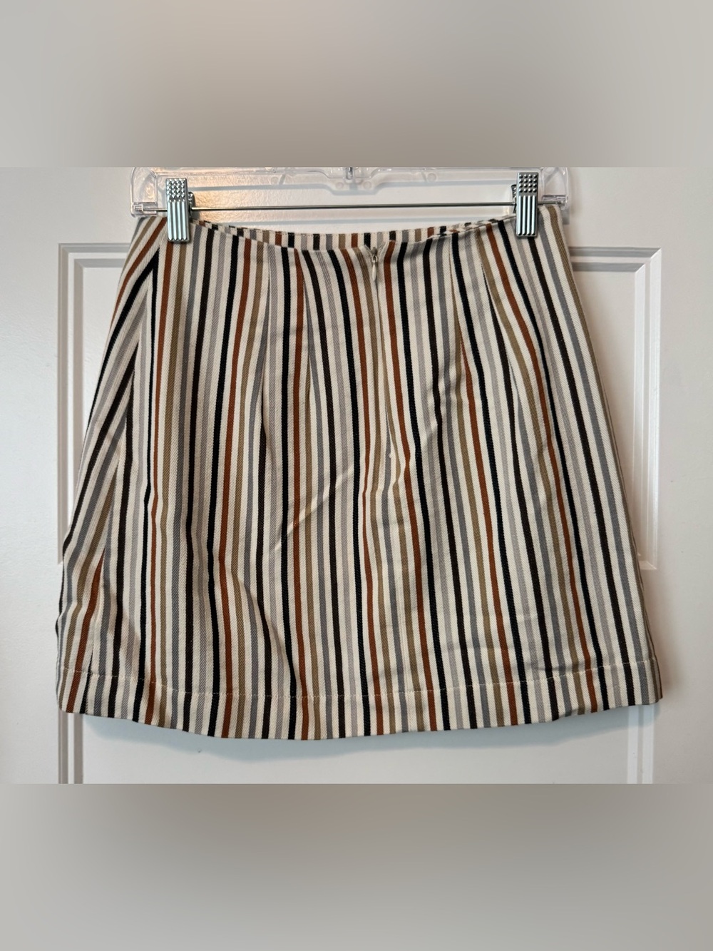 Altar’d State Striped Button Front Mini Skirt Size S Neutral Preppy - Picture 7 of 8